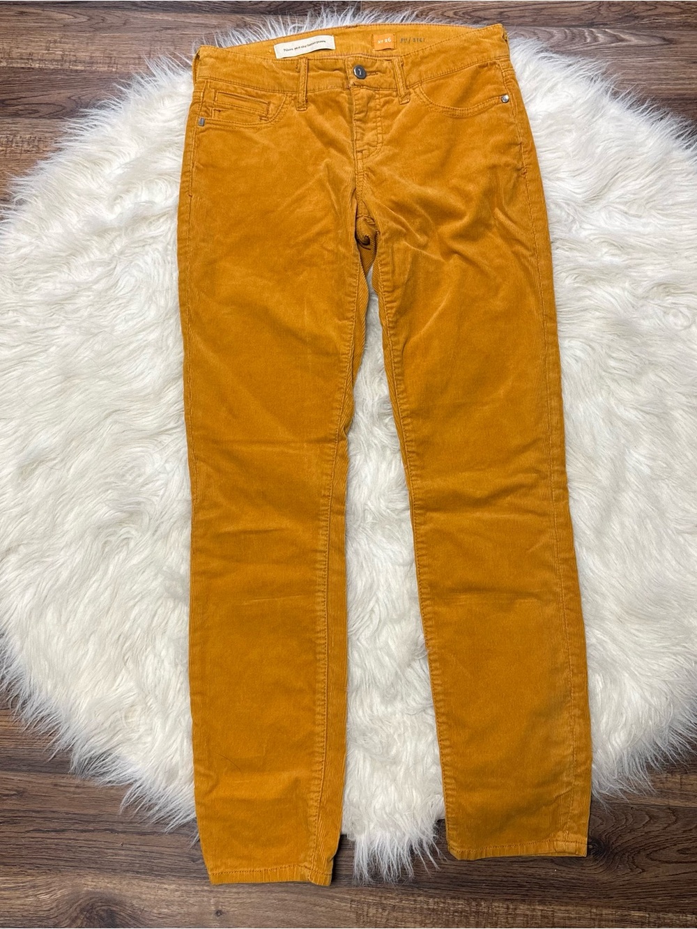 Pilcro by Anthropologie Mustard Colored Corduroy Ribbed Pants size 26